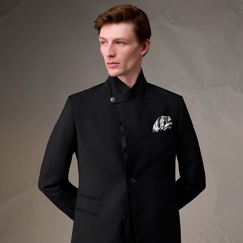 Hermes Tuxedo Shirt エルメス タキシードシャツ ドレスシャツ Cheval de Feu pocket square 45 - Beige | Hermès USA